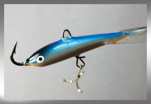 Jigger Größe 2 von Nils Master zum Schnapperpreis, Farbe: 085 Blue Milky Orange, Länge: 7 Zentimeter, Gewicht: 10 Gramm